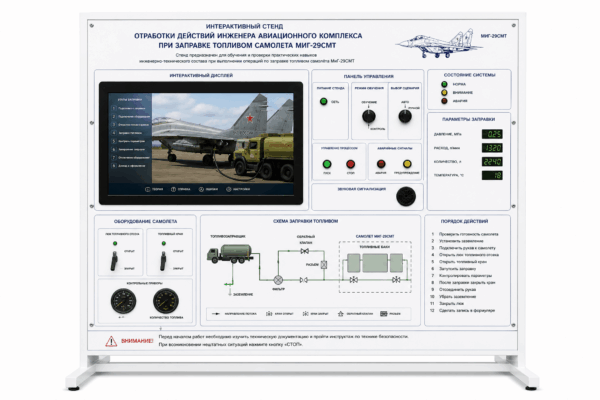 Интерактивный стенд отработки действий инженера авиационного комплекса при заправке топливом самолета МИГ-29СМТ